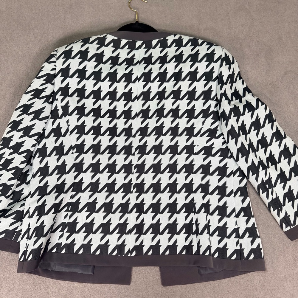 Kasper Women's Charcaol Gray/White Houndstooth Open Front Blazer/Jacket-Size 14 - Picture 7 of 7